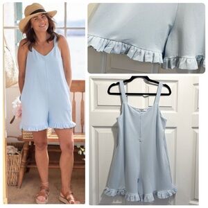 Smash + Tess x Jillian Harris Ruffle Boardwalk Shorty Romper Saltwater Blue XS